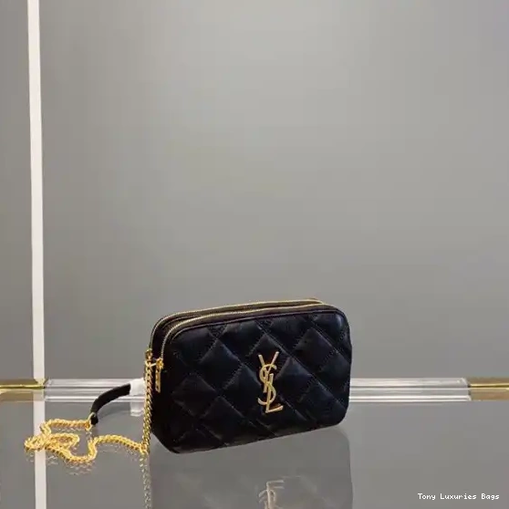 Tony Luxuries QUILTED LAMBSKIN POUCH IN DOUBLE-ZIP YSL BECKY 0524